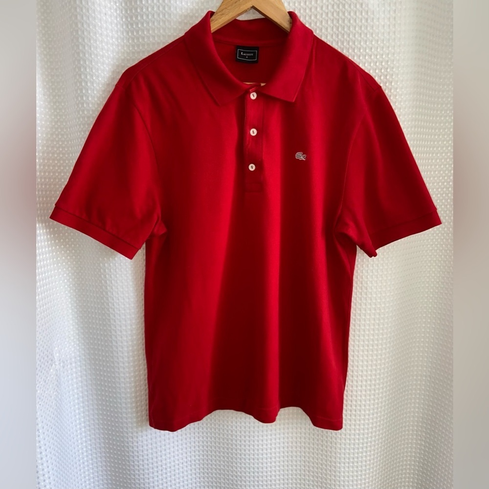 2/60$ Men’s Vintage Lacoste silver crocodile edition red polo‎ size 6 / XL